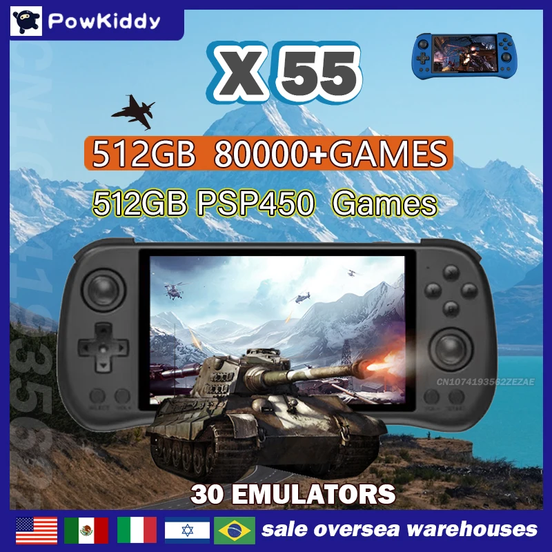 Retro X8 Gaming Console - 80000 giochi 512G POWKIDDY X55 Schermo