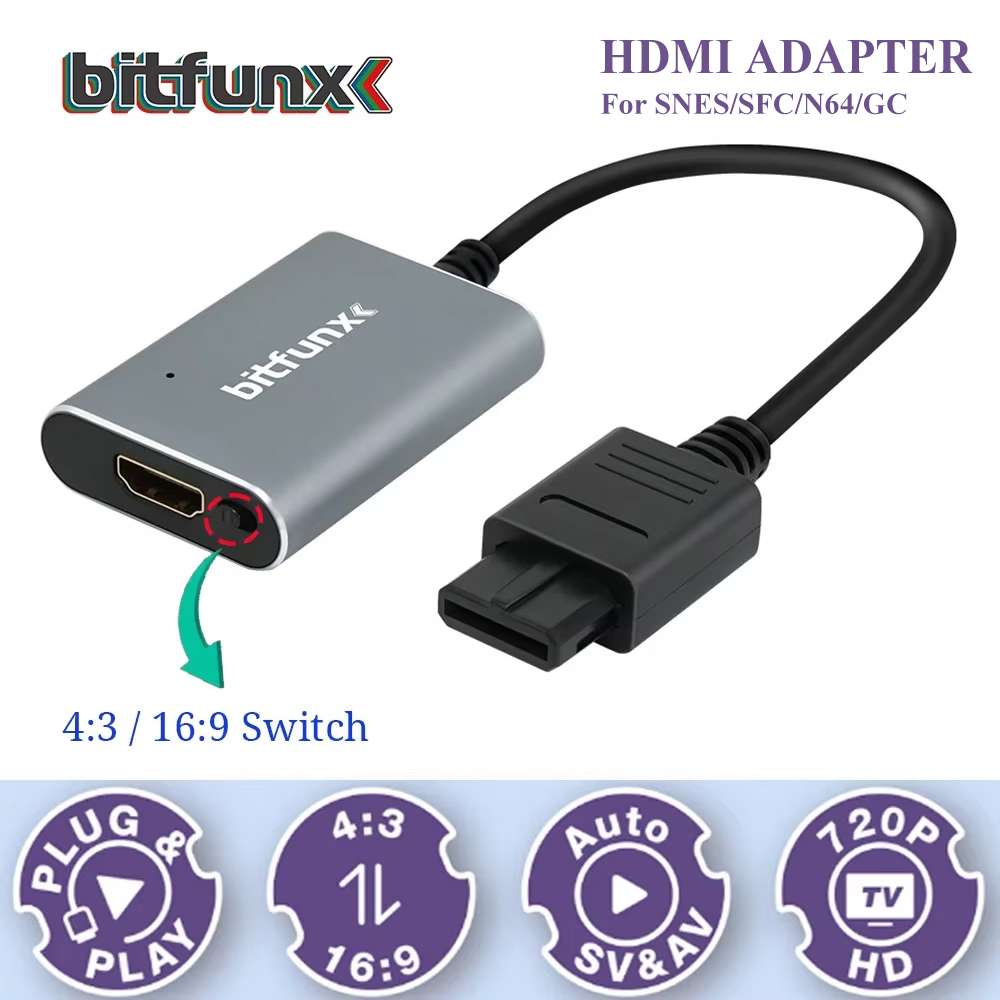 Retro X8 Gaming Console - Bitfunx 720P Adattatore Svideo/AV a HDMI,