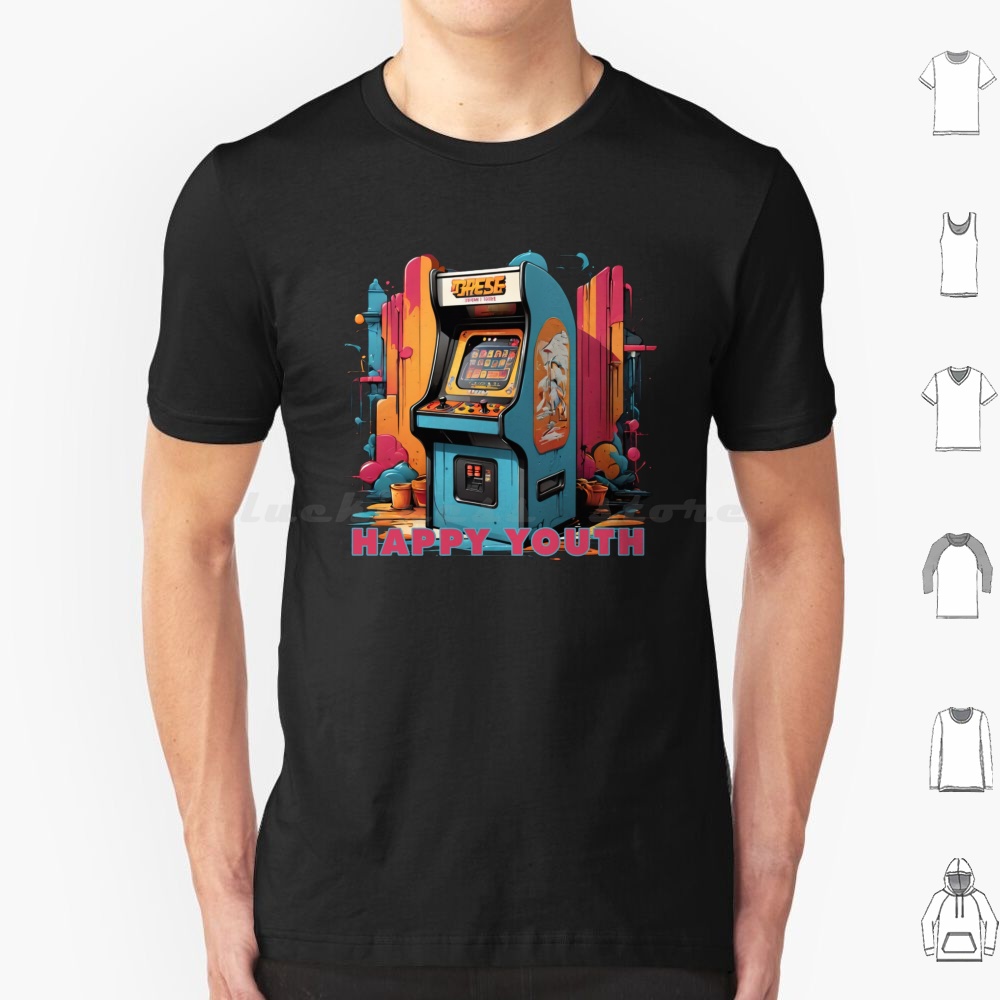 Retro Gaming Videos - Happy Youth-Arcade T Shirt Uomo Donna