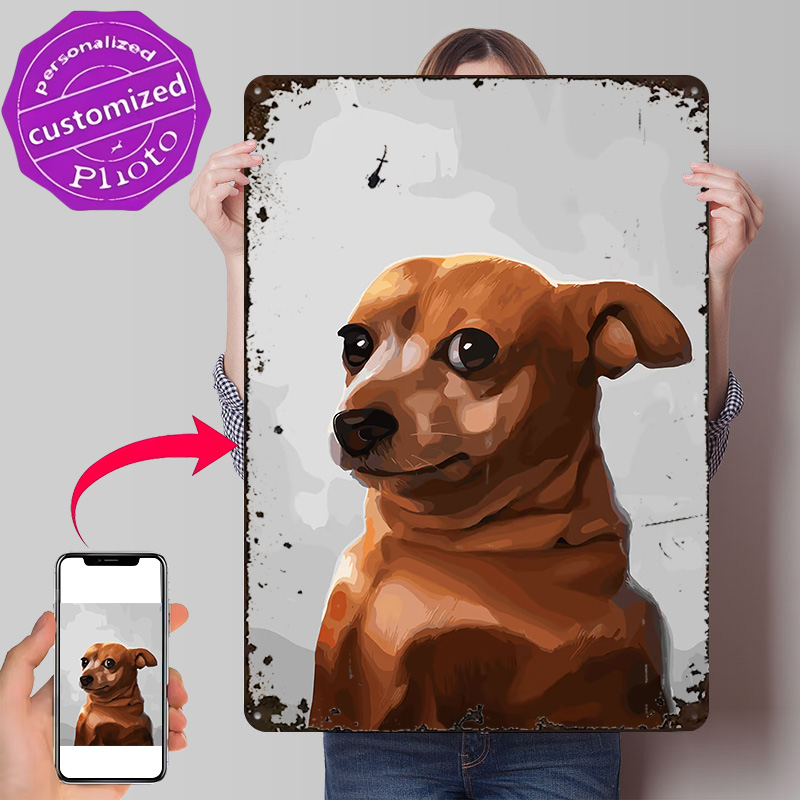 Retro Gaming Bar - Poster con Ritratto di Cane Marrone,