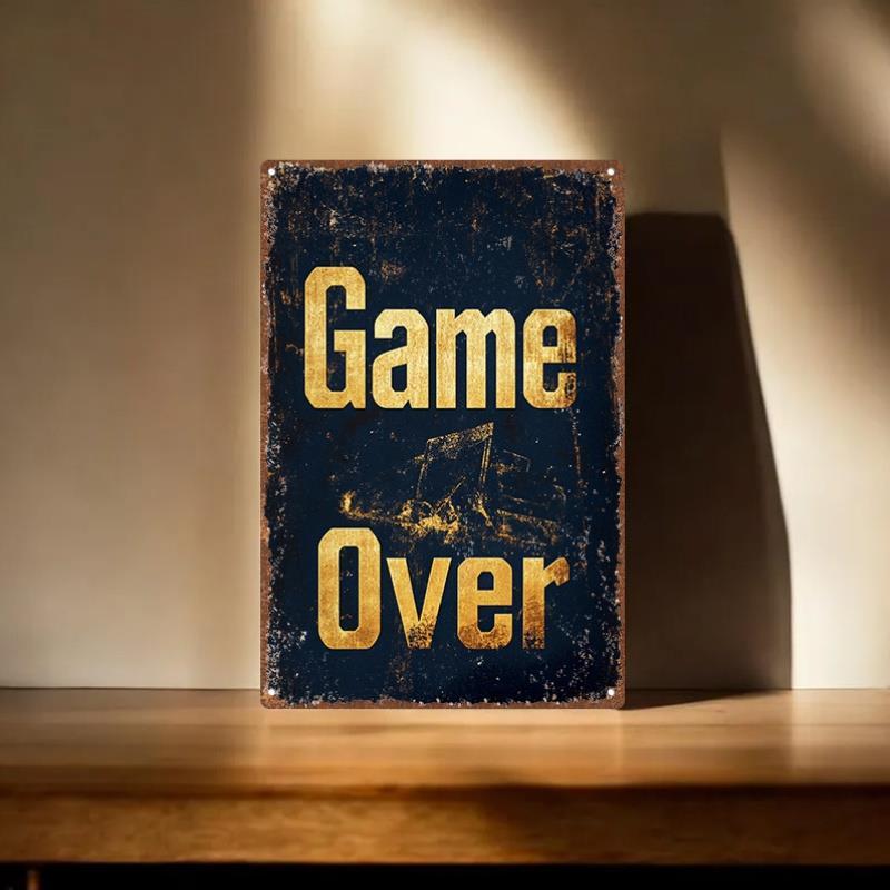 Retro Poster Gaming - Targa in metallo vintage Game Over