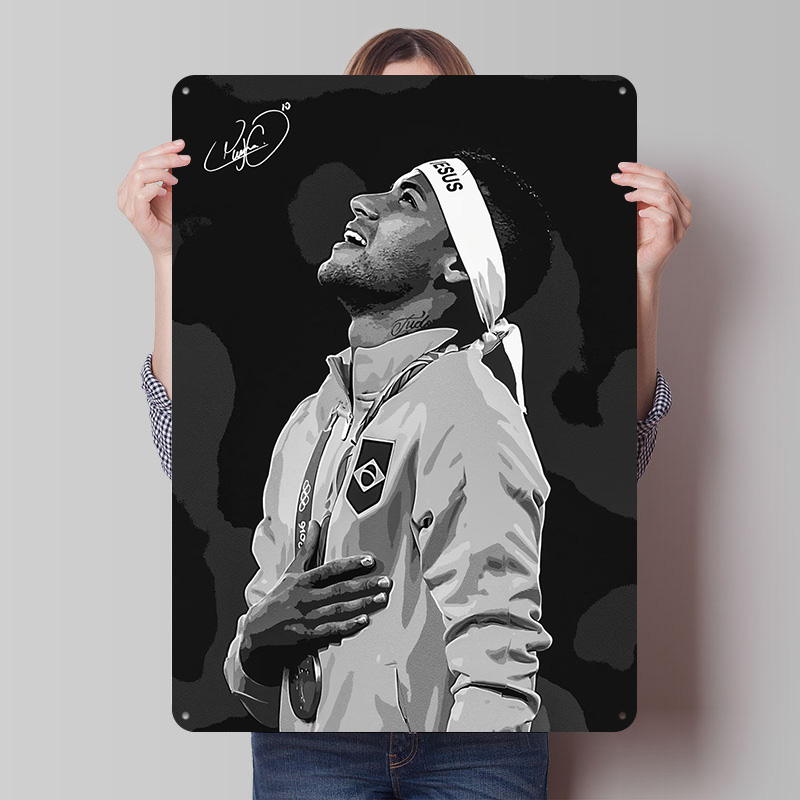 Retro Poster Gaming - Neymar Jr. Poster Ritratto Personalizzato, Targhe