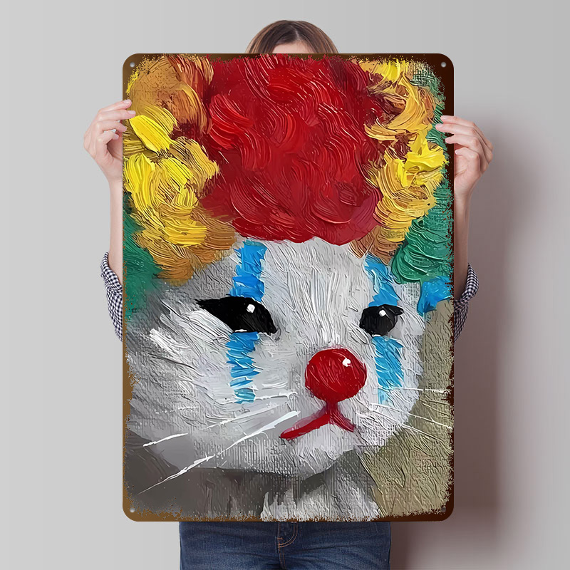 Retro Poster Gaming - Triste Clown Cat Painting Poster in
