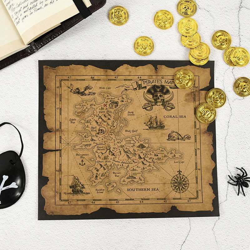 Retro Poster Gaming - Mappa del Tesoro Pirata in Carta