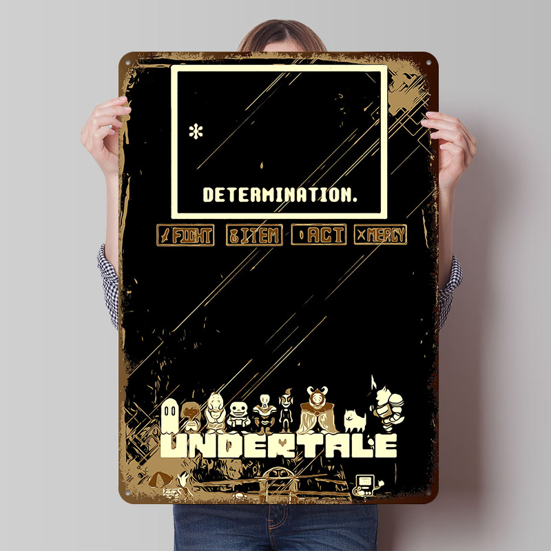 Retro Gaming Bar - Poster in Metallo Undertale, Arte Murale